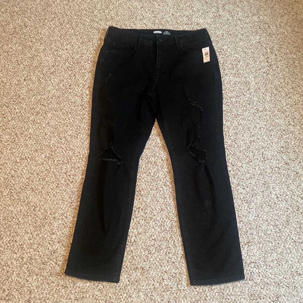 High-Waisted Power Slim Straight Black Jeans